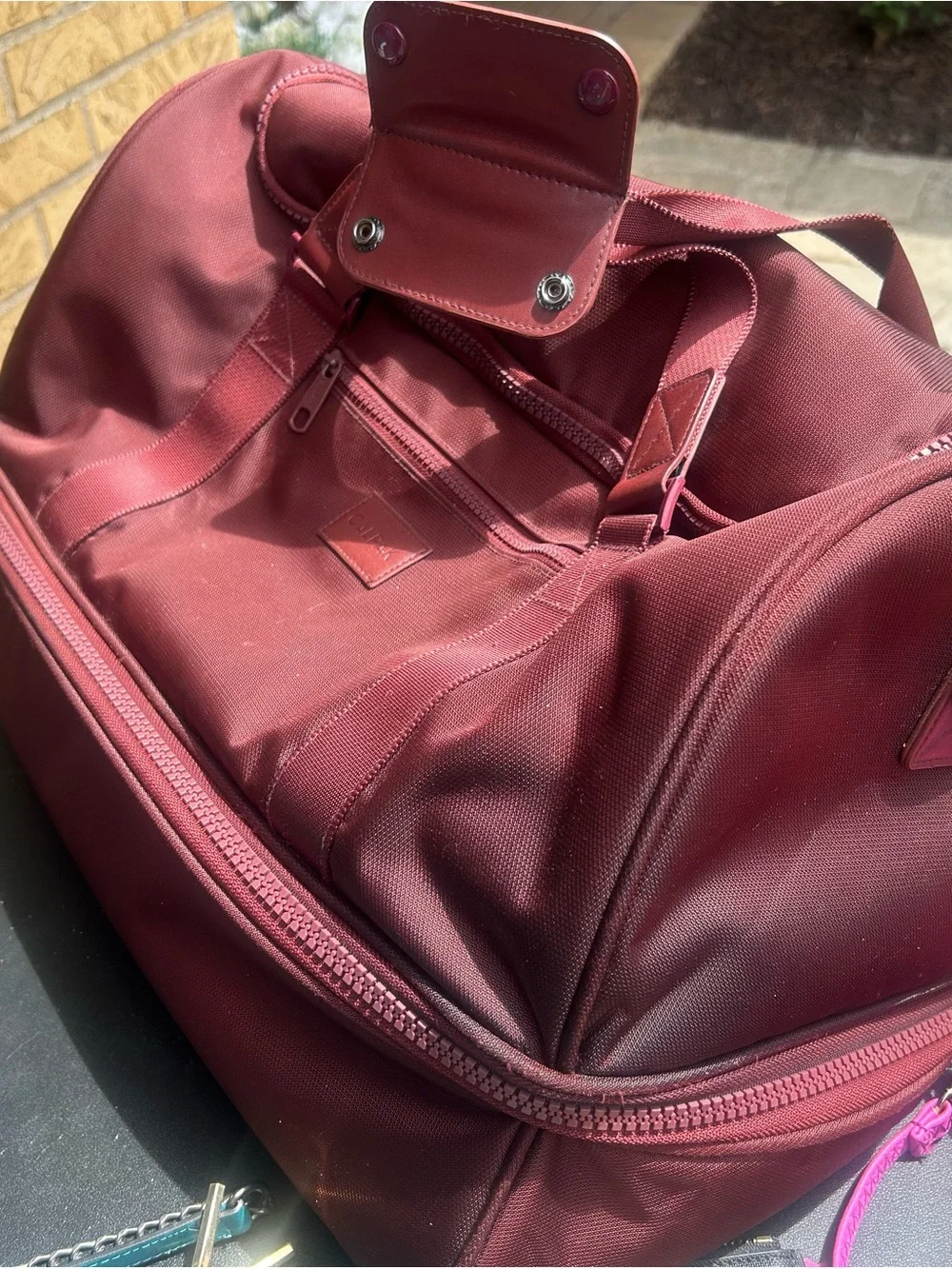 Calpak Men's Maroon Travel Duffel Bag
